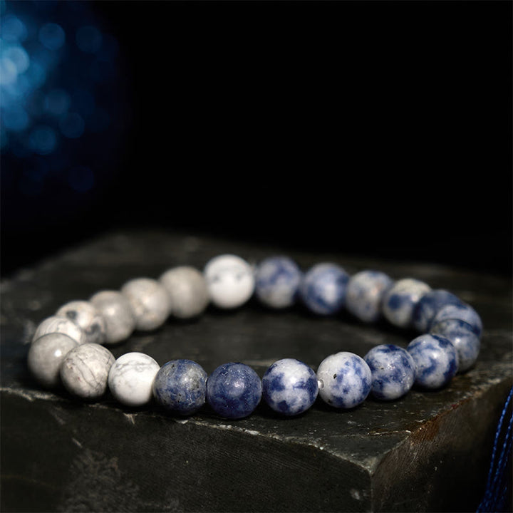 Pulsera de intuición con Buddha Stones , sodalita, jaspe Picasso y turquesa blanca