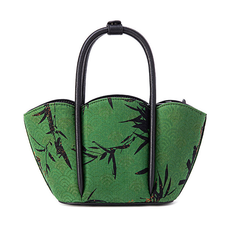 Bolso bandolera de seda Xiangyunsha con forma de flor de bambú y piedras de Buddha Stones