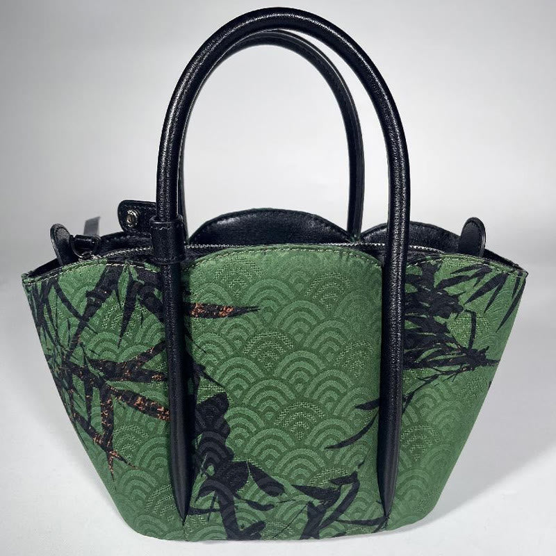 Bolso bandolera de seda Xiangyunsha con forma de flor de bambú y piedras de Buddha Stones