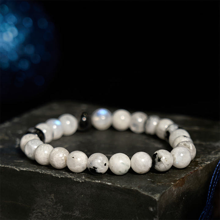 Pulsera de armonía de piedra lunar arcoíris de Buddha Stones