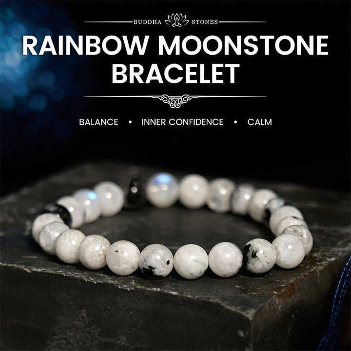 Pulsera de armonía de piedra lunar arcoíris de Buddha Stones