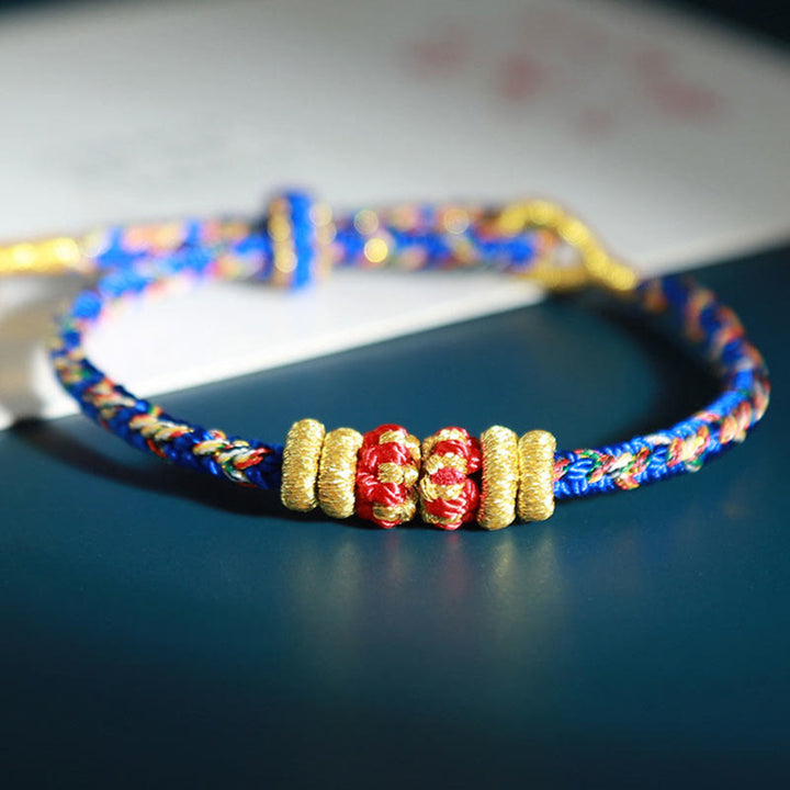 Pulsera de la suerte con Buddha Stones y Buda natal del zodíaco chino con cuerdas de colores