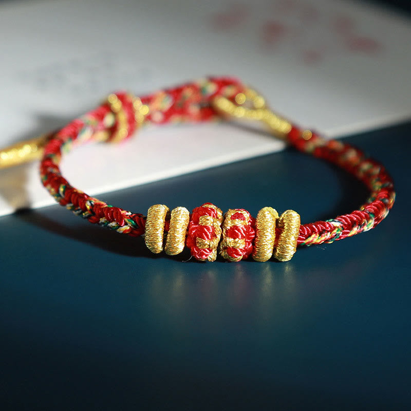 Pulsera de la suerte con Buddha Stones y Buda natal del zodíaco chino con cuerdas de colores