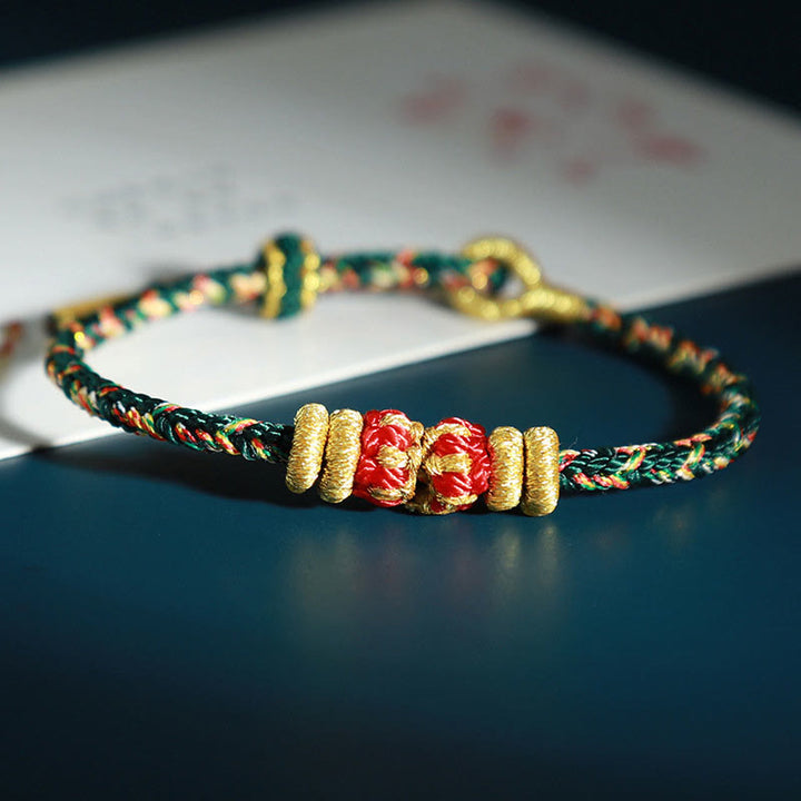 Pulsera de la suerte con Buddha Stones y Buda natal del zodíaco chino con cuerdas de colores