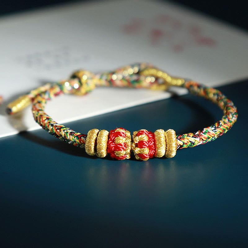 Pulsera de la suerte con Buddha Stones y Buda natal del zodíaco chino con cuerdas de colores
