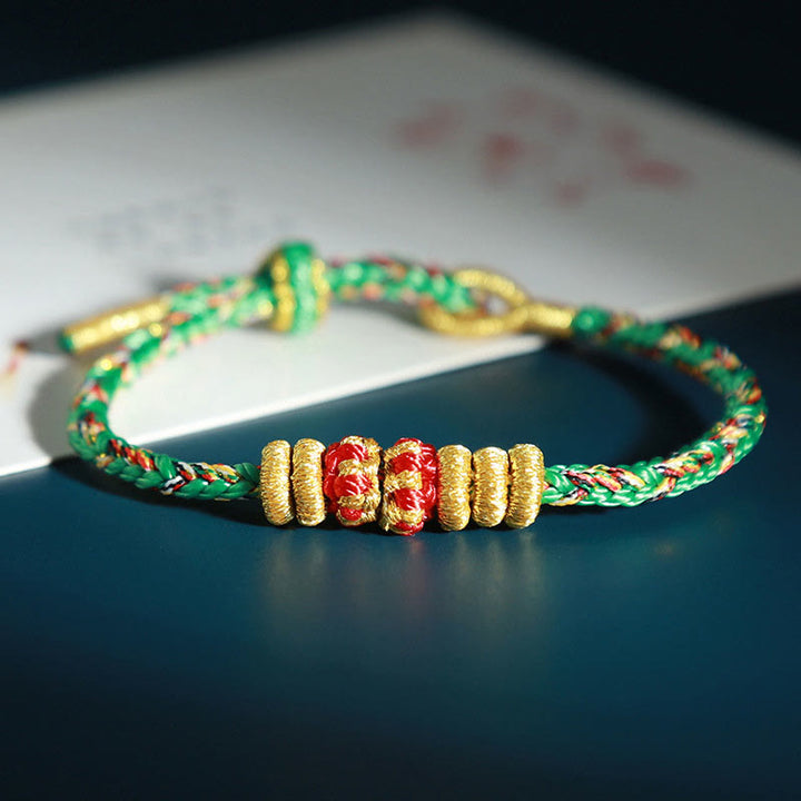 Pulsera de la suerte con Buddha Stones y Buda natal del zodíaco chino con cuerdas de colores