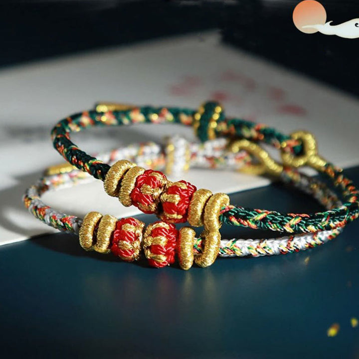 Pulsera de la suerte con Buddha Stones y Buda natal del zodíaco chino con cuerdas de colores