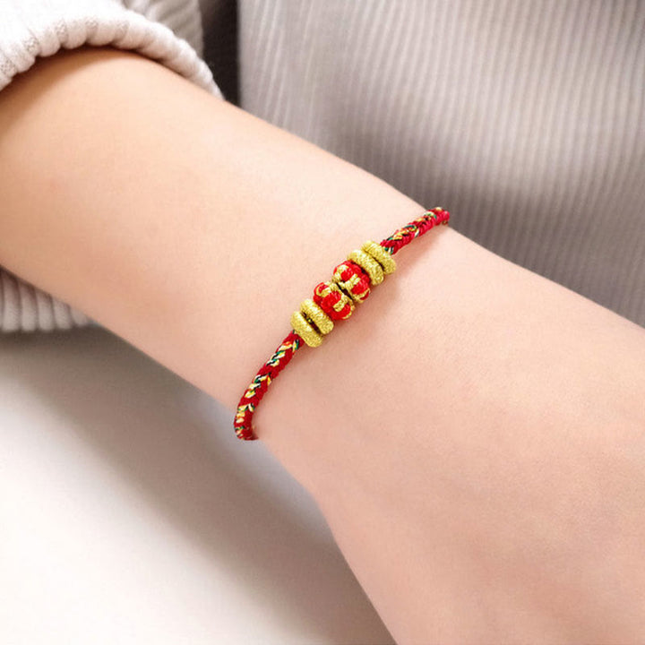 Pulsera de la suerte con Buddha Stones y Buda natal del zodíaco chino con cuerdas de colores