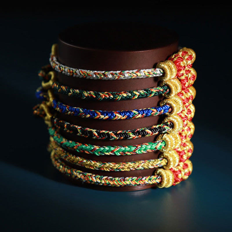 Pulsera de la suerte con Buddha Stones y Buda natal del zodíaco chino con cuerdas de colores