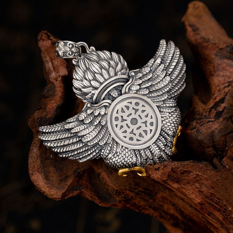 Collar con colgante de Buddha Stones de plata de ley 925 con cuentas de pájaro Garuda tibetano Dzi - image 2