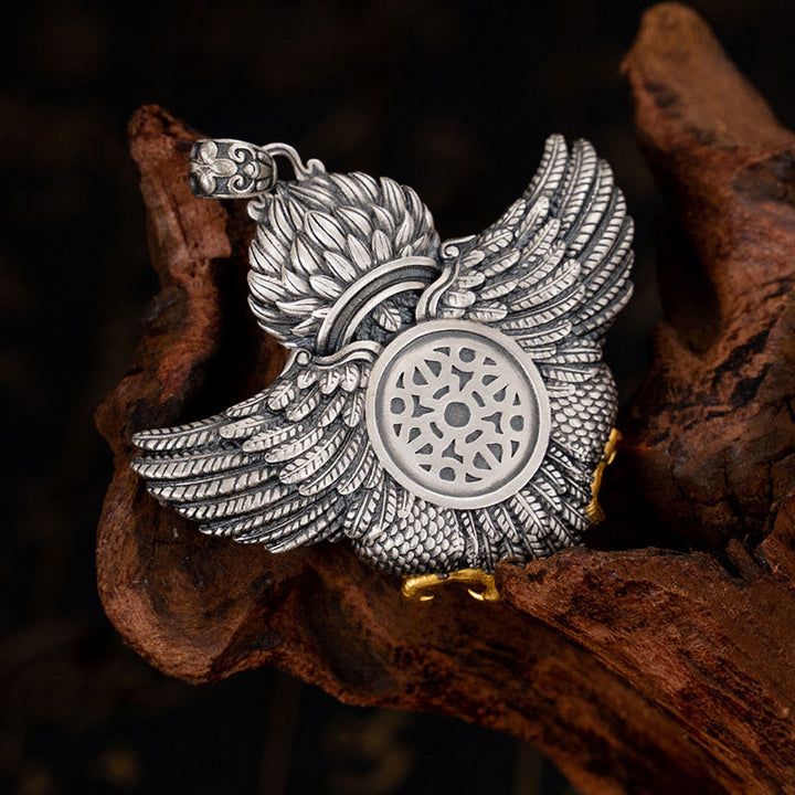 Collar con colgante de Buddha Stones de plata de ley 925 con cuentas de pájaro Garuda tibetano Dzi - image 2