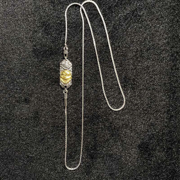 Collar con colgante de plata de ley 925 con Buddha Stones y bendición del dios de la riqueza Jambhala amarillo del Tíbet