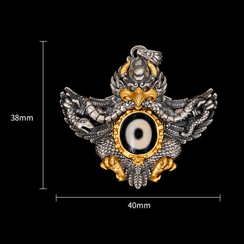 Collar con colgante de Buddha Stones de plata de ley 925 con cuentas de pájaro Garuda tibetano Dzi - image 9