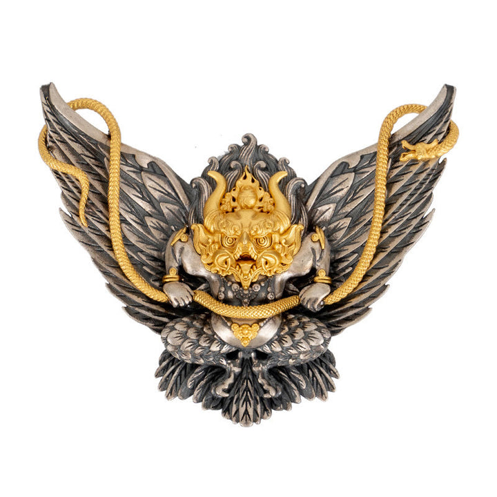 Collar con colgante de plata de ley 925 con Buddha Stones , pájaro tibetano Garuda, dragón, serpiente y sabiduría - image 9