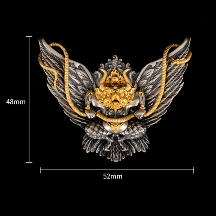 Collar con colgante de plata de ley 925 con Buddha Stones , pájaro tibetano Garuda, dragón, serpiente y sabiduría - image 7