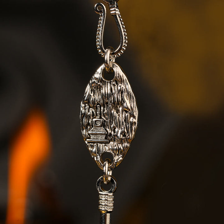 Collar con colgante de plata de ley 925 con Buddha Stones y bendición del dios de la riqueza Jambhala amarillo del Tíbet