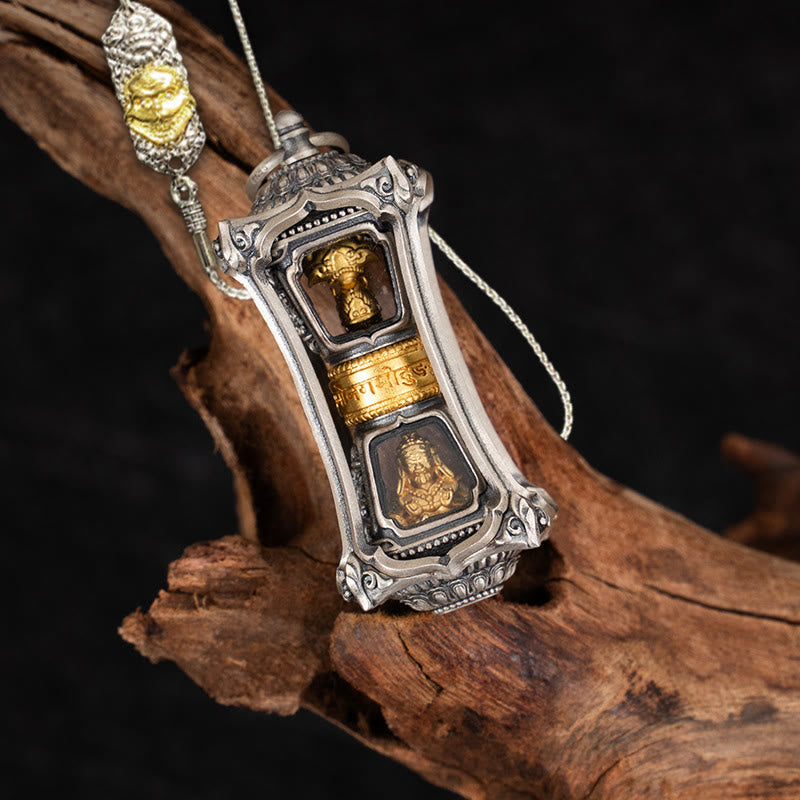 Collar con colgante de bendición de la diosa de la riqueza tibetana Zakiram de plata de ley 925 con Buddha Stones - Zakiram&52cm El Señor del Bosque de Cadáveres Cadena de Cobre - image 19