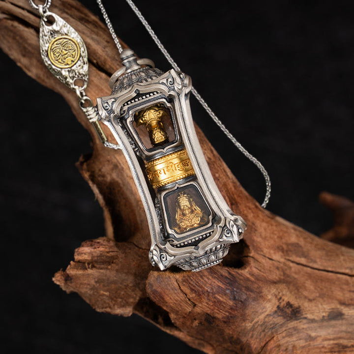 Collar con colgante de bendición de la diosa de la riqueza tibetana Zakiram de plata de ley 925 con Buddha Stones - Zakiram y cadena de cobre Zakiram de 50 cm. - image 15