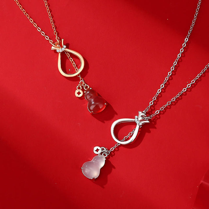 Colgante de plata de ley 925 con forma de calabaza, calcedonia y ágata roja , con Buddha Stones y bolsa de la suerte que da confianza