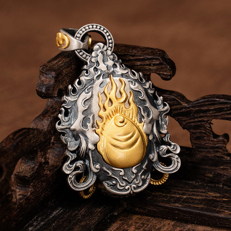 Collar con colgante de Buddha Stones en plata de ley 925 con protección del dios de la riqueza Jambhala tibetano amarillo - image 2