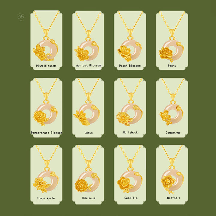 Collar con colgante de flores y hebilla de la paz de plata de ley 925 con Buddha Stones y calcedonia - image 41