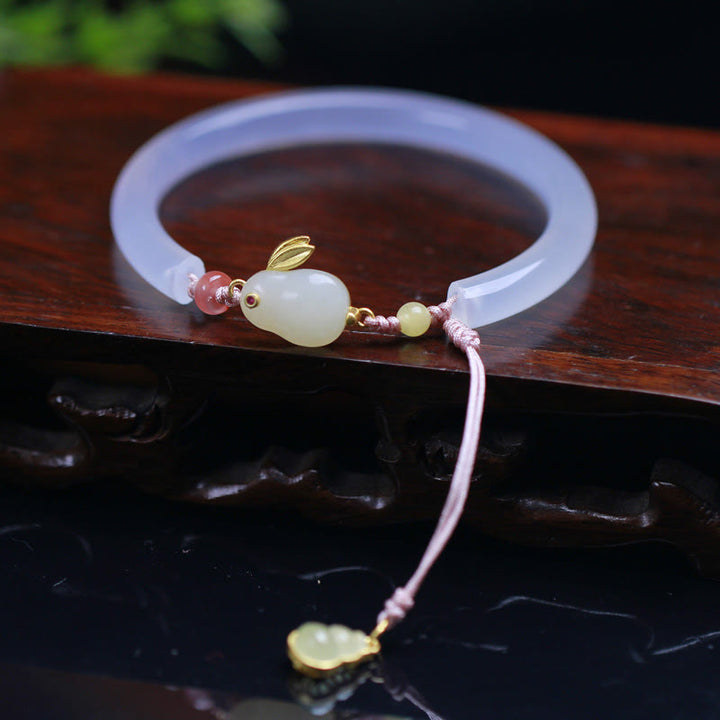Pulsera con cuentas de jade hetiano de ágata blanca natural y Buddha Stones