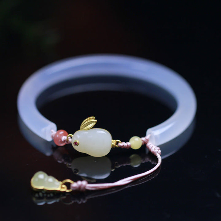Pulsera con cuentas de jade hetiano de ágata blanca natural y Buddha Stones