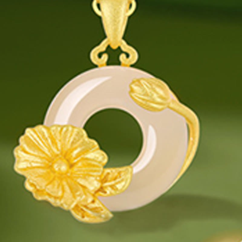 Collar con colgante de flores y hebilla de la paz de plata de ley 925 con Buddha Stones y calcedonia - image 19