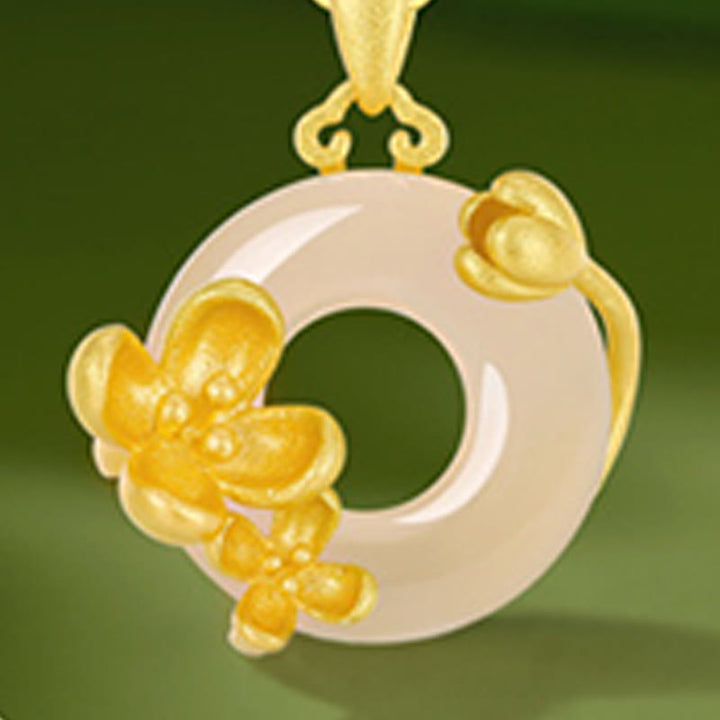 Collar con colgante de flores y hebilla de la paz de plata de ley 925 con Buddha Stones y calcedonia - image 21