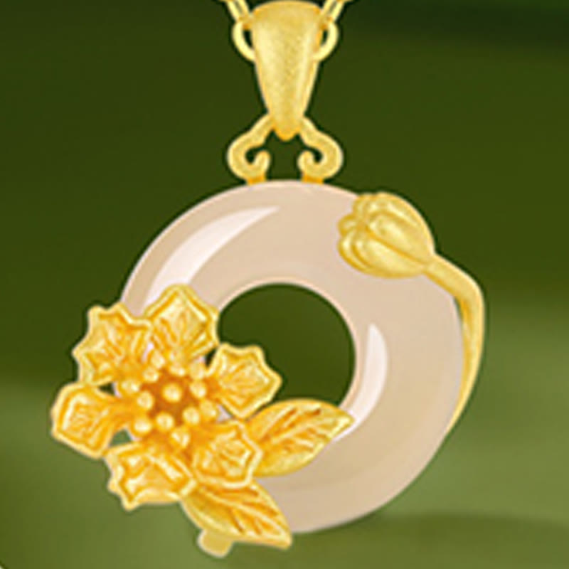 Collar con colgante de flores y hebilla de la paz de plata de ley 925 con Buddha Stones y calcedonia - image 23