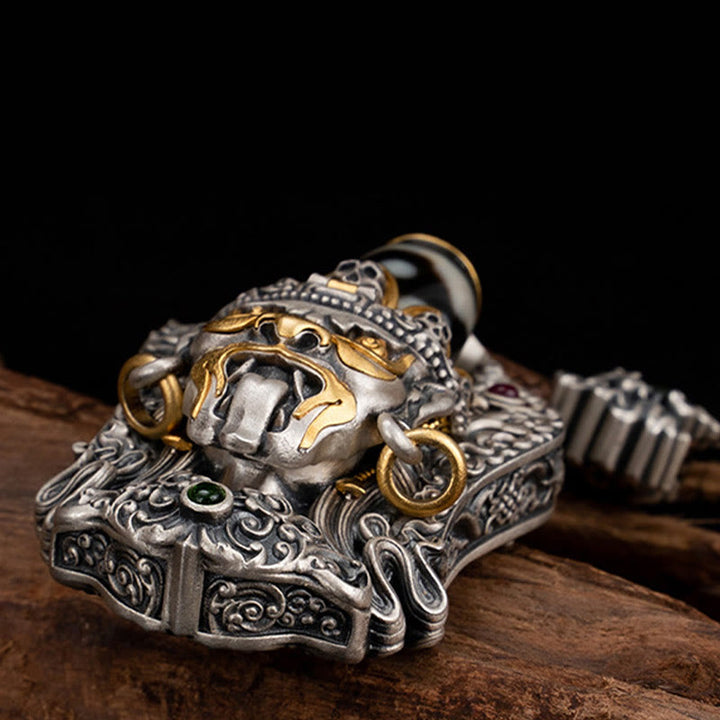 Collar con colgante de protección de cuentas Dzi de la diosa de la riqueza tibetana Zakiram de plata de ley 925 con Buddha Stones - image 4