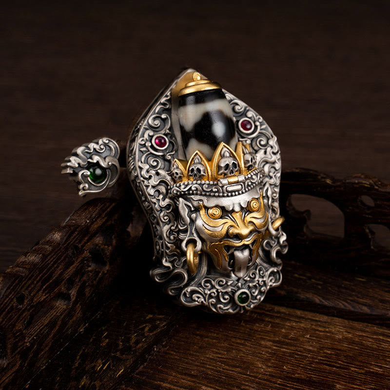 Collar con colgante de protección de cuentas Dzi de la diosa de la riqueza tibetana Zakiram de plata de ley 925 con Buddha Stones - Zakiram (solo colgante) - Solo colgante - image 0