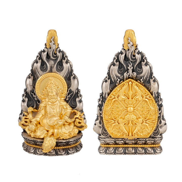 Collar con colgante de plata de ley 925 con Buddha Stones y bendición del dios de la riqueza Jambhala amarillo del Tíbet - image 12