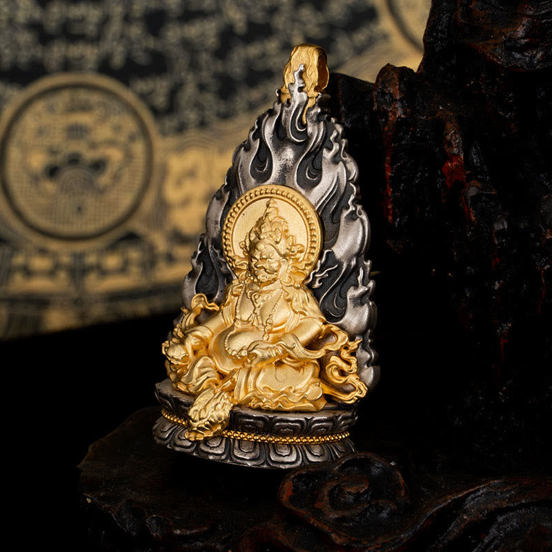 Collar con colgante de plata de ley 925 con Buddha Stones y bendición del dios de la riqueza Jambhala amarillo del Tíbet - Jambhala amarillo (solo colgante) - image 0