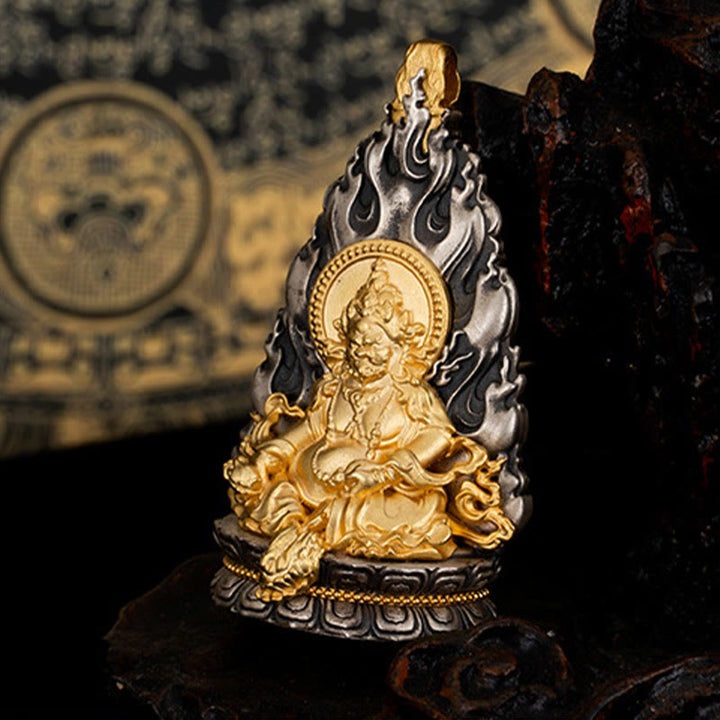 Collar con colgante de plata de ley 925 con Buddha Stones y bendición del dios de la riqueza Jambhala amarillo del Tíbet - image 6