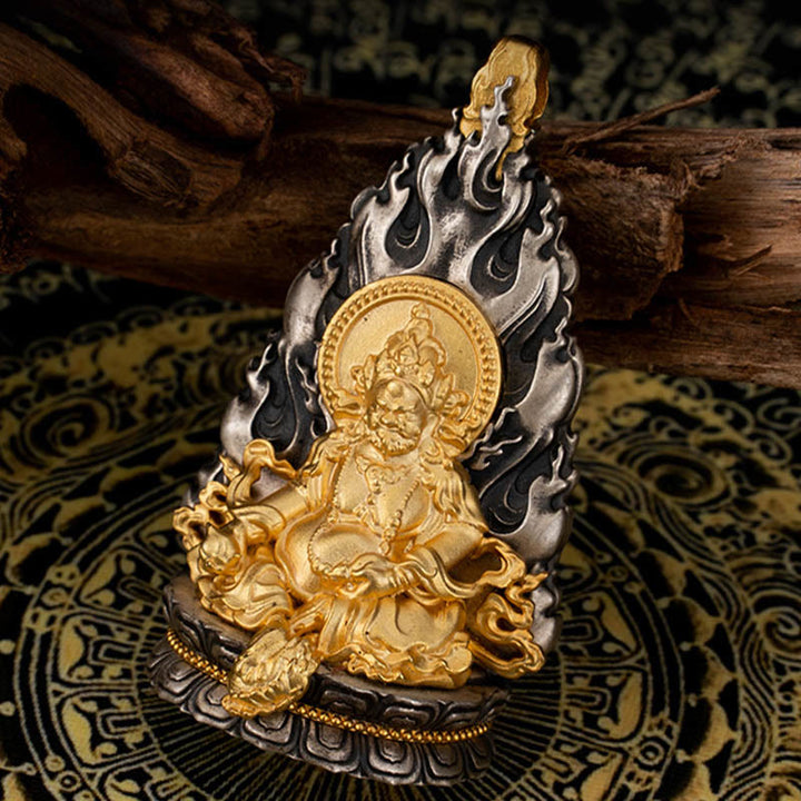 Collar con colgante de plata de ley 925 con Buddha Stones y bendición del dios de la riqueza Jambhala amarillo del Tíbet - image 2