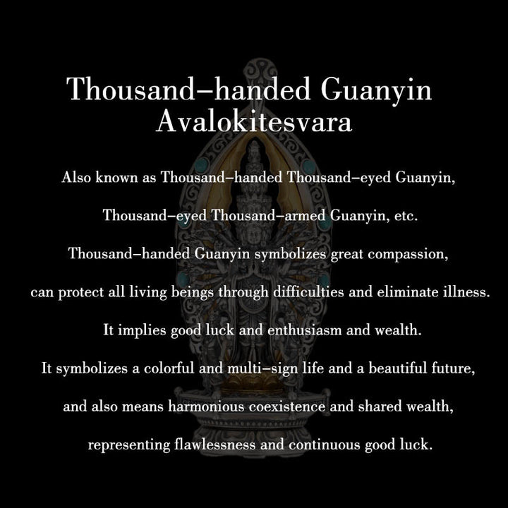 Collar con colgante de riqueza de Avalokiteśvara, Guanyin Kwan Yin de mil brazos y plata de ley 925 con Buddha Stones - image 10