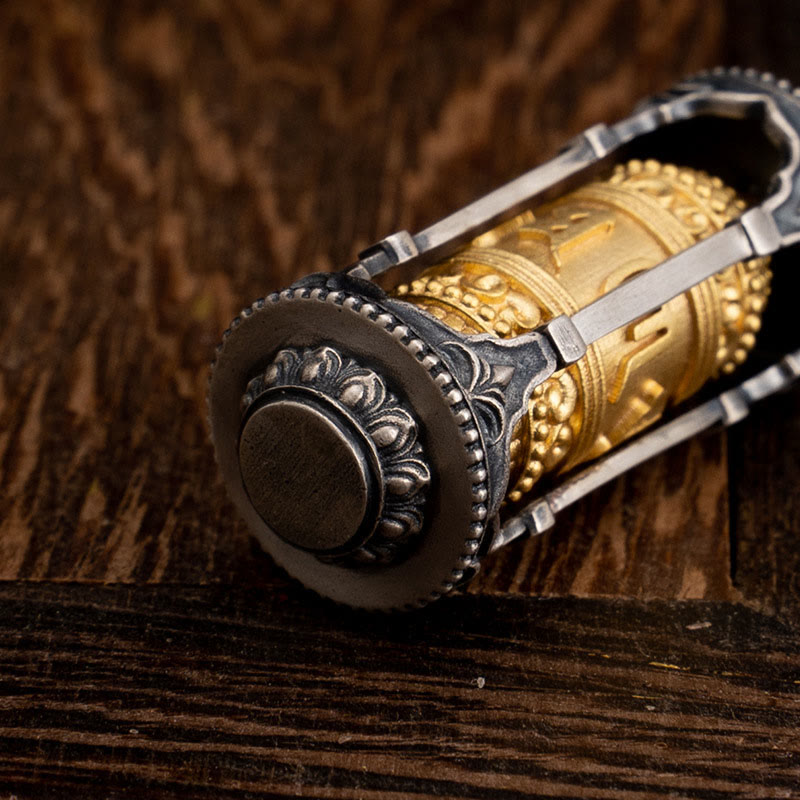 Collar con colgante de sabiduría Om Mani Padme Hum con rueda de oración tibetana de plata de ley 925 y Buddha Stones - image 10