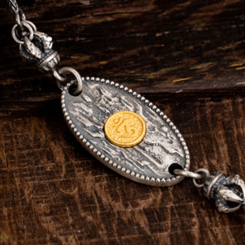 Collar de cadena de metal con protección Om Mani Padme Hum de la diosa de la riqueza tibetana Zakiram de plata de ley 925 con Buddha Stones - image 4