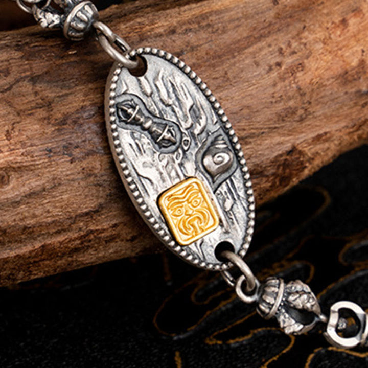 Collar de cadena de metal con protección Om Mani Padme Hum de la diosa de la riqueza tibetana Zakiram de plata de ley 925 con Buddha Stones - image 3