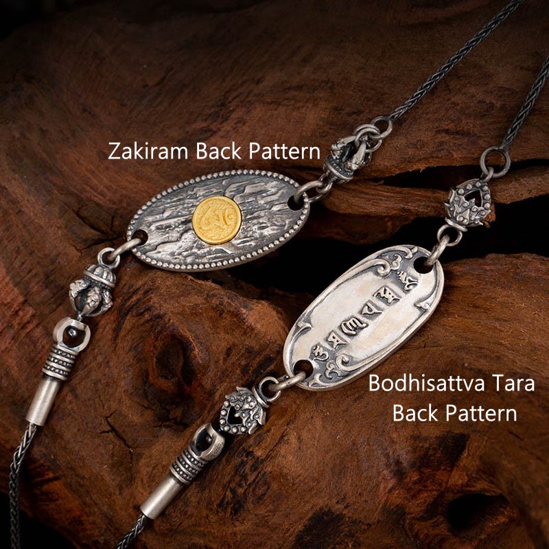 Collar de cadena de metal con protección Om Mani Padme Hum de la diosa de la riqueza tibetana Zakiram de plata de ley 925 con Buddha Stones - image 9