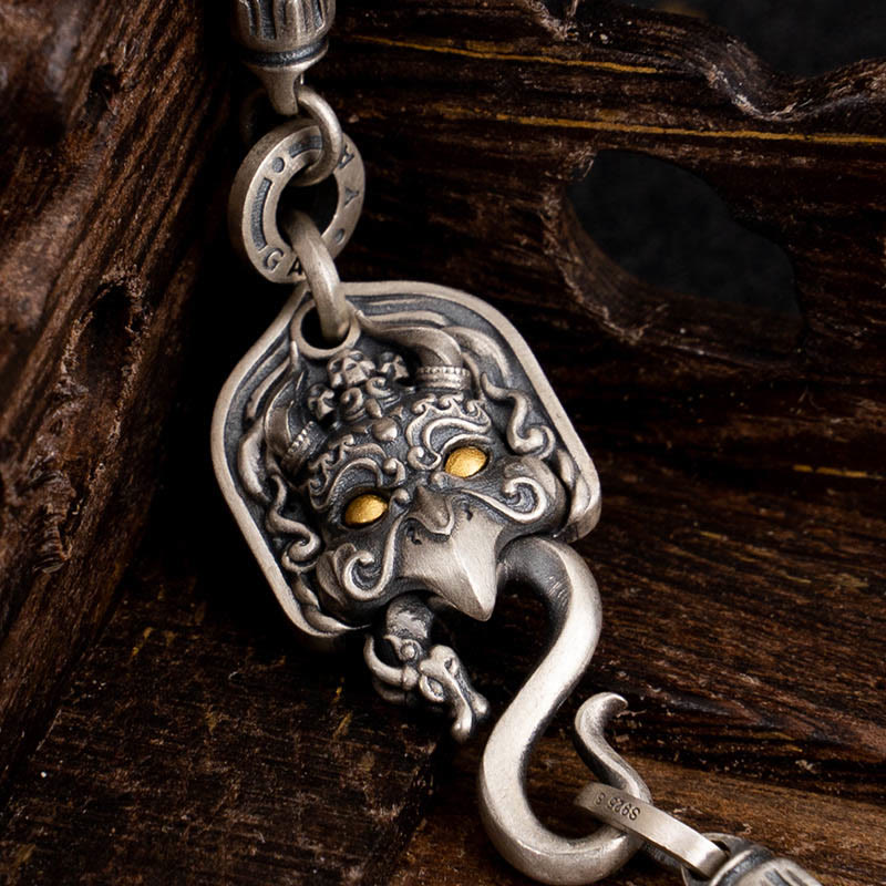 Collar de cadena de metal con forma de pájaro Garuda tibetano y piedras de Buddha Stones en plata de ley 925 - image 8