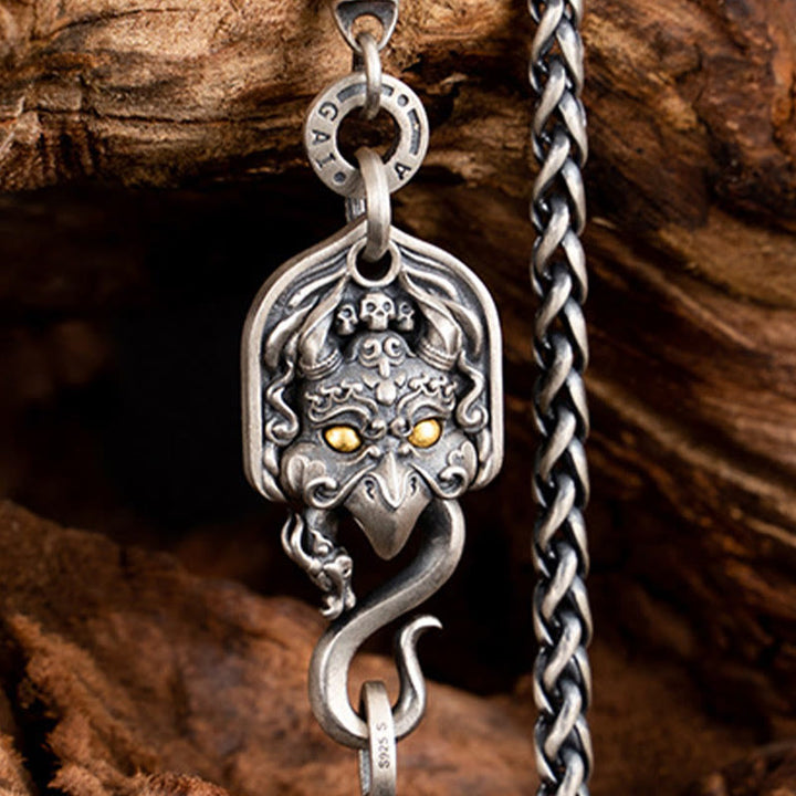 Collar de cadena de metal con forma de pájaro Garuda tibetano y piedras de Buddha Stones en plata de ley 925 - image 7