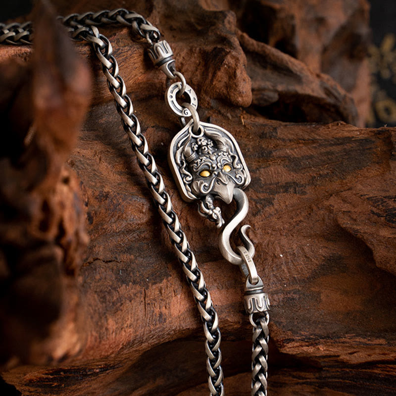 Collar de cadena de metal con forma de pájaro Garuda tibetano y piedras de Buddha Stones en plata de ley 925 - image 1