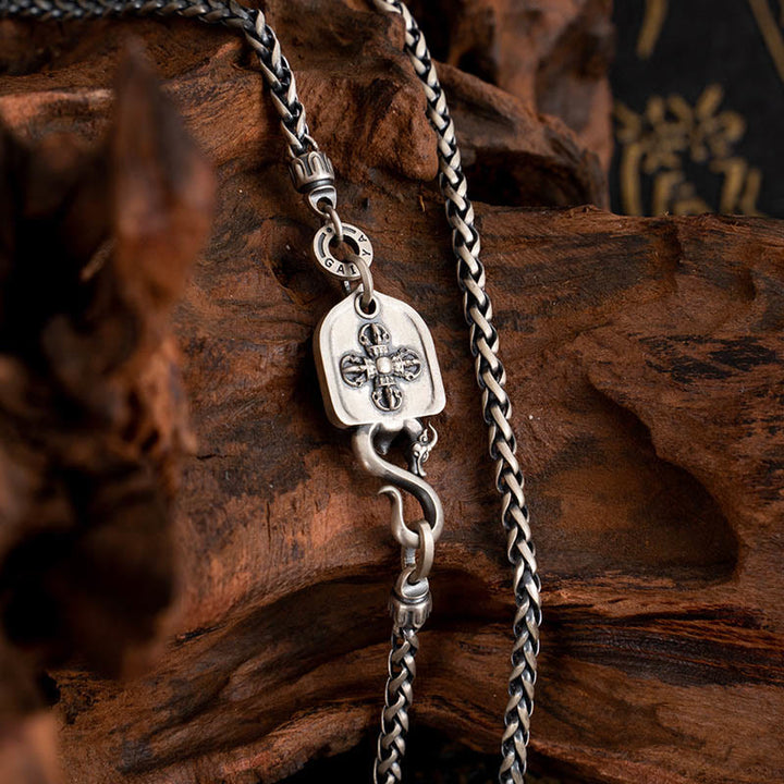 Collar de cadena de metal con forma de pájaro Garuda tibetano y piedras de Buddha Stones en plata de ley 925 - image 2