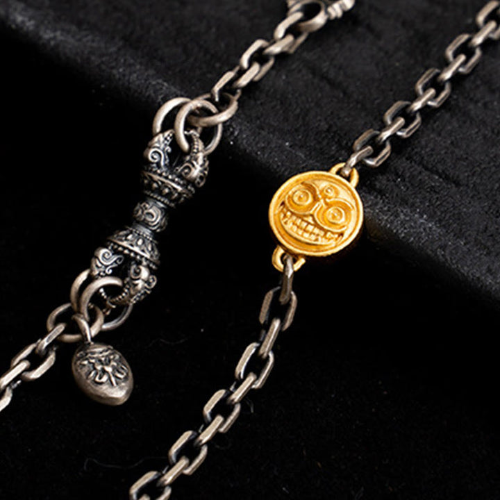 Collar de cadena de metal con bendición de Dorje Vajra de la diosa de la riqueza tibetana Zakiram blanco de plata esterlina 925 con Buddha Stones - image 3