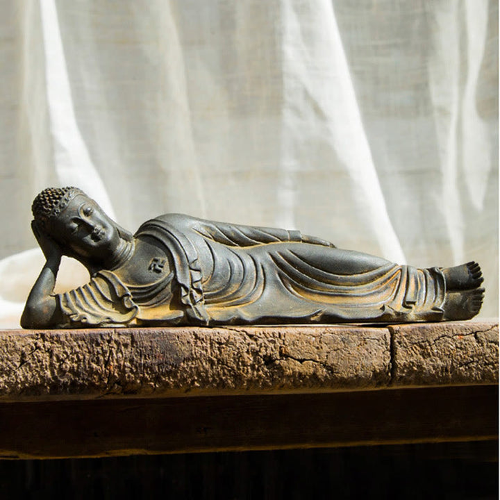 Estatua de resina fundida con óxido de hierro y polvo de Buddha Stones de Buda para decoración del hogar