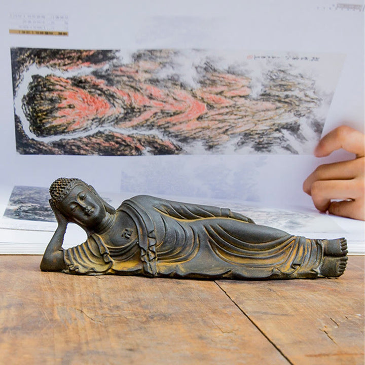 Estatua de resina fundida con óxido de hierro y polvo de Buddha Stones de Buda para decoración del hogar