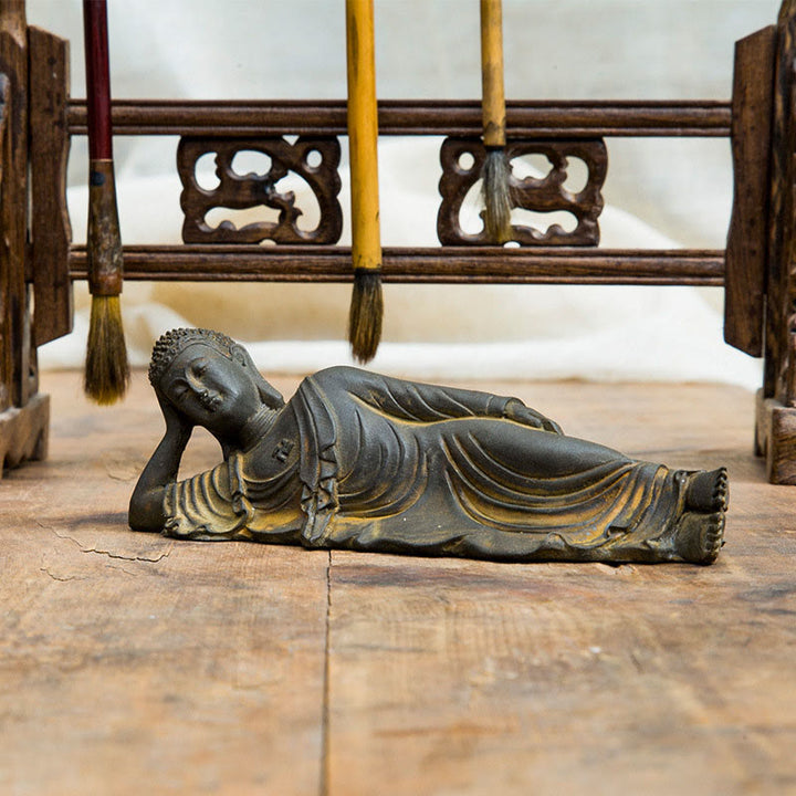 Estatua de resina fundida con óxido de hierro y polvo de Buddha Stones de Buda para decoración del hogar