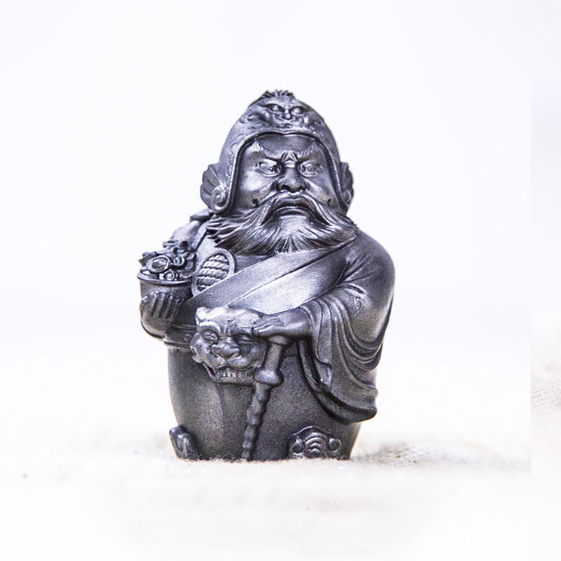 Estatua de resina fundida con óxido de hierro hecha a mano con Buddha Stones, dios militar literario de la riqueza, decoración del hogar - Versión pulida - Dios militar de la riqueza 7*4,8*4,3 cm - image 14